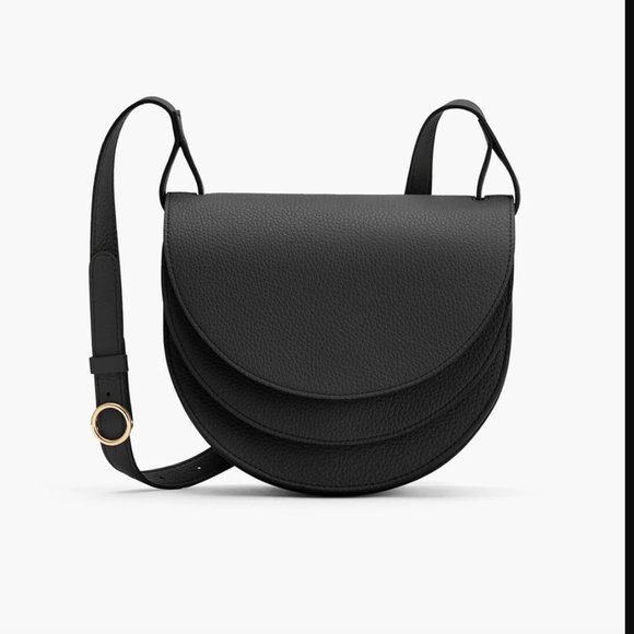 NWT Cuyana Double Moon Saddle Bag Black Pebbled Leather - Picture 13 of 15